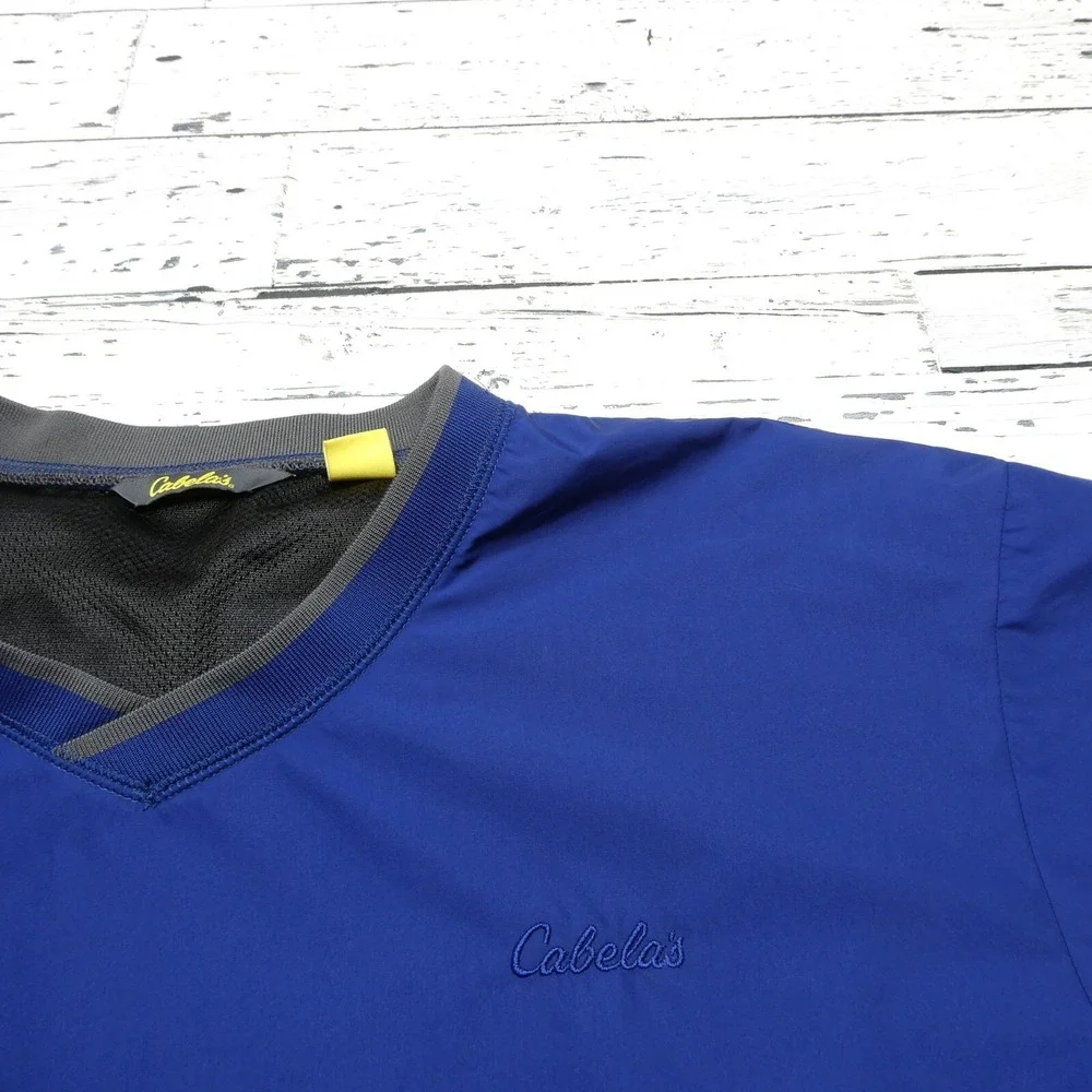 Cabelas Windbreaker Jacket Size Medium Blue Mesh Lined‎ Pullover Windshirt